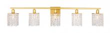  LD7014BR - Phineas 5 Light Brass and Clear Crystals Wall Sconce