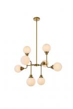  LD7038D36BR - Hanson 8 Lights Pendant in Brass with Frosted Shade