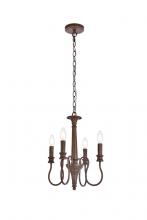  LD7042D14WOK - Flynx 4 Lights Pendant in Weathered Oak