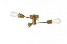  LD7049F18BR - Xavier 3 Lights Flush Mount in Brass