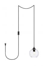  LDPG2280 - Cashel 1 Light Black and Clear Glass Plug-in Pendant