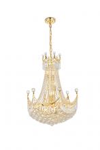  V8949D24G/RC - Corona 15 Light Gold Chandelier Clear Royal Cut Crystal