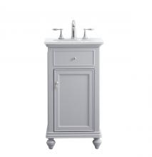  VF12319GR-VW - 19 Inch Single Bathroom Vanity in Light Grey with Ivory White Engineered Marble