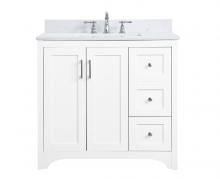  VF17036WH-BS - 36 Inch Single Bathroom Vanity in White with Backsplash