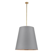  PD311030VBGG - Calor 30-in Gray Linen With Gold Parchment/Vintage Brass 3 Lights Pendant