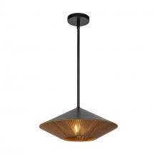  PD633215MBBR - Daphne 15-in Matte Black/Brown Cotton Rope 1 Light Pendant