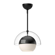  PD568212MBOP - Lucy 12-in Matte Black/Opal Matte Glass 1 Light Pendant