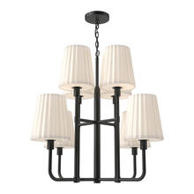  CH628830MBOP - Plisse 30-in Matte Black/Opal Matte Glass 8 Lights Chandeliers