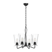  CH570423MBCL - Salem 23-in Clear Glass/Matte Black 4 Lights Chandeliers