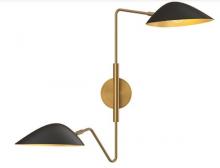  WV550224MBAG - Oscar 6-in Aged Gold/Matte Black 2 Lights Wall/Vanity