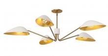  PD550545WHAG - Oscar 46-in Aged Gold/White 5 Lights Pendant