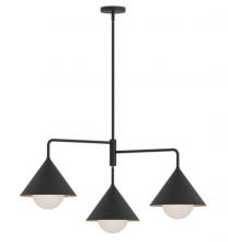  CH485245MBOP - Remy 38-in Matte Black/Opal Glass 3 Lights Chandeliers