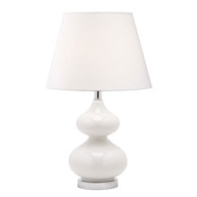  180T-WH - 1LT Incandescent Table Lamp, WH GL w/ White Shade