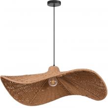  SMA-401P-MB - 1LT Incandescent Pendant, w/ Wavy Wicker Shade