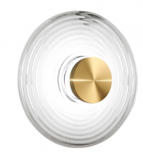  WFD-1812LEDW-AGB-CLR - 12W Wall Sconce, AGB w/ CLR Rippled Glass