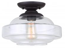  IFM459B13ORB - CHICAGO, 1 Lt Flush Mount, Clear Glass, 100W Type A, 12 1/2" W x 9 1/4" H, Easy Connect Incl