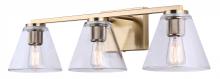  IVL1159A03GD - BERKLIE 25.5 in. 3 Light Gold Vanity with Clear Glass Shade