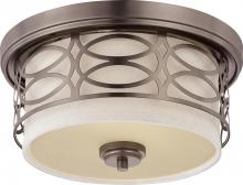  60/4727 - Harlow - 2 Light Flush Dome with Khaki Fabric Shade - Hazel Bronze Finish