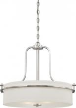  60/5108 - Loren - 3 Light Pendant with White Linen Shade - Polished Nickel Finish