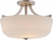  60/5826 - Laguna - 2 Light Semi Flush with White Glass - Brushed Nickel Finish