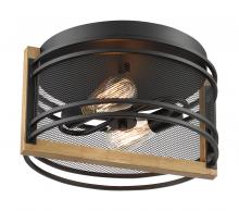  60/7263 - Atelier - 2 Light Flush Mount with- Black and Honey Wood Finish