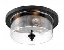  60/7291 - Bransel - 3 Light Flush Mount with Seeded Glass - Matte Black Finish