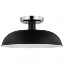  60/7492 - Colony; 1 Light; Small Semi-Flush Mount Fixture; Matte Black with Polished Nickel