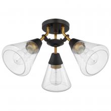  60/7684 - Starlight; 3 Light Semi Flush Mount; Medium Base; 60 Watt; Matte Black Finish; Clear Seeded Glass