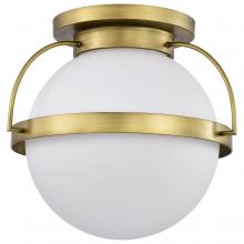  60/7782 - Lakeshore 1 Light Large Flush; Natural Brass Finish; White Opal Glass