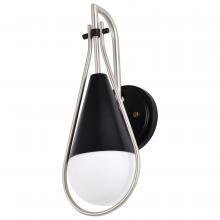  60/7911 - Admiral 1 Light Wall Sconce; Matte Black and Brushed Nickel Finish; White Opal Glass