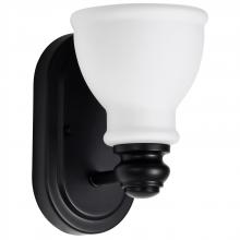  60/8021 - Russel; 1 Light Vanity; Matte Black with Satin White Glass