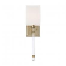  60/6681 - Thompson- 1 Light Wall Sconce - with White Linen Shade - Burnished Brass Finish