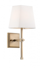  60/6707 - Highline - 1 Light Vanity - with White Linen Shade - Burnished Brass Finish