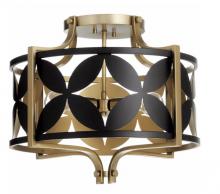  283-18-5980 - Mariposa 3 Light Semi Flush, Matte Black, Aged Brass