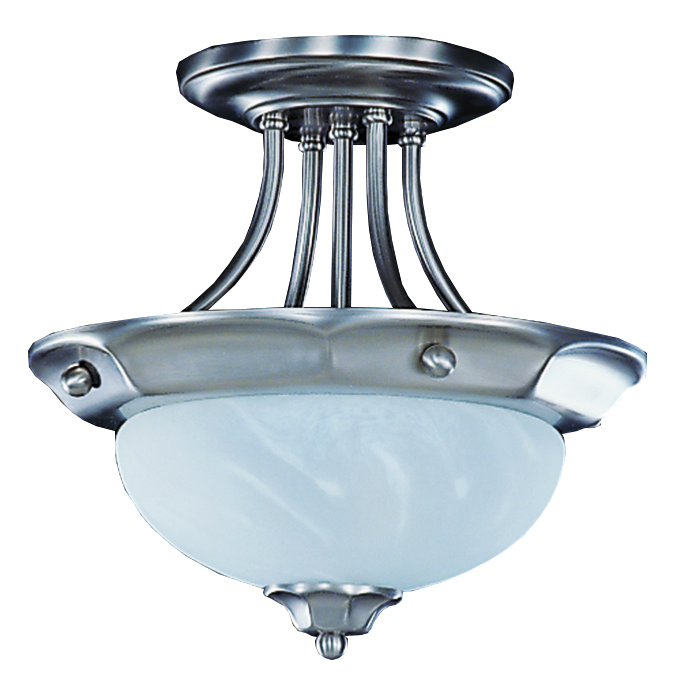 2-Light Polished Brass Fin De Siecle Flush / Semi-Flush Mount