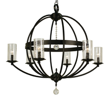  1077 MBLACK/F - 6-Light Matte Black Compass Foyer Chandelier