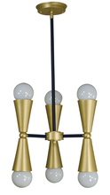  3033 SB/MBLACK - 6-Light Satin Brass/Matte Black Equinox Chandelier