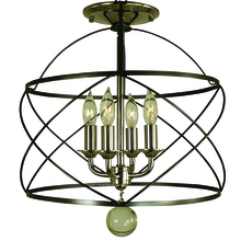  4411 MB/AB - 4-Light Mahogany Bronze/Antique Brass Nantucket Flush / Semi Flush Mount