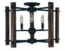  5401 MBLACK - 5-Light Matte Black Modern Farmhouse Flush / Semi-Flush Chandelier