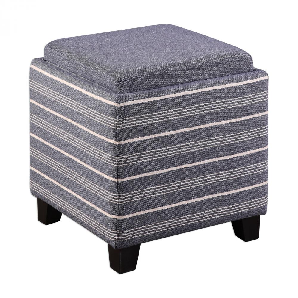 Uttermost Lewis Blue Fabric Storage Ottoman