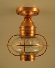  2524-DAB-MED-CLR - Caged Onion Flush Dark Antique Brass Medium Base Socket Clear Glass