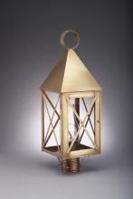  7053-DAB-CIM-CLR - Pyramid Top X-Bars Post Dark Antique Brass Medium Base Socket With Chimney Clear Glass