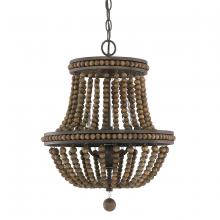  9A123A - 3-Light Chandelier with Wood Beads and Finial