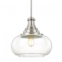  9B273A - 1-Light Pendant in Brushed Nickel with Clear Glass Shade