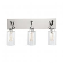  9D304A - 3-Light Clear Glass Vanity in Polished Nickel