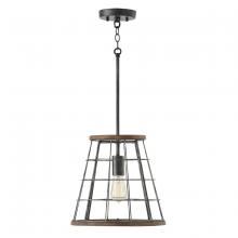  AA1001ZW - Cage Pendant in Zinc and Wood