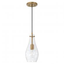  AA1006AD - Wavy Glass Pendant in Aged Brass with Etched Detailing