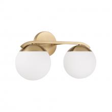  AA1032MA - 17"W x 9.50"H 2-Light Vanity in Matte Brass with Soft White Glass Globes