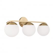  AA1033MA - 25.50"W x 9.50"H 3-Light Vanity in Matte Brass with Soft White Glass Globes