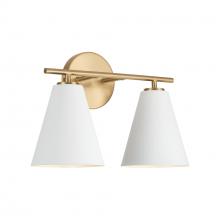  AA1038RE - 15"W x 10"H 2-Light Vanity in Matte Brass and White